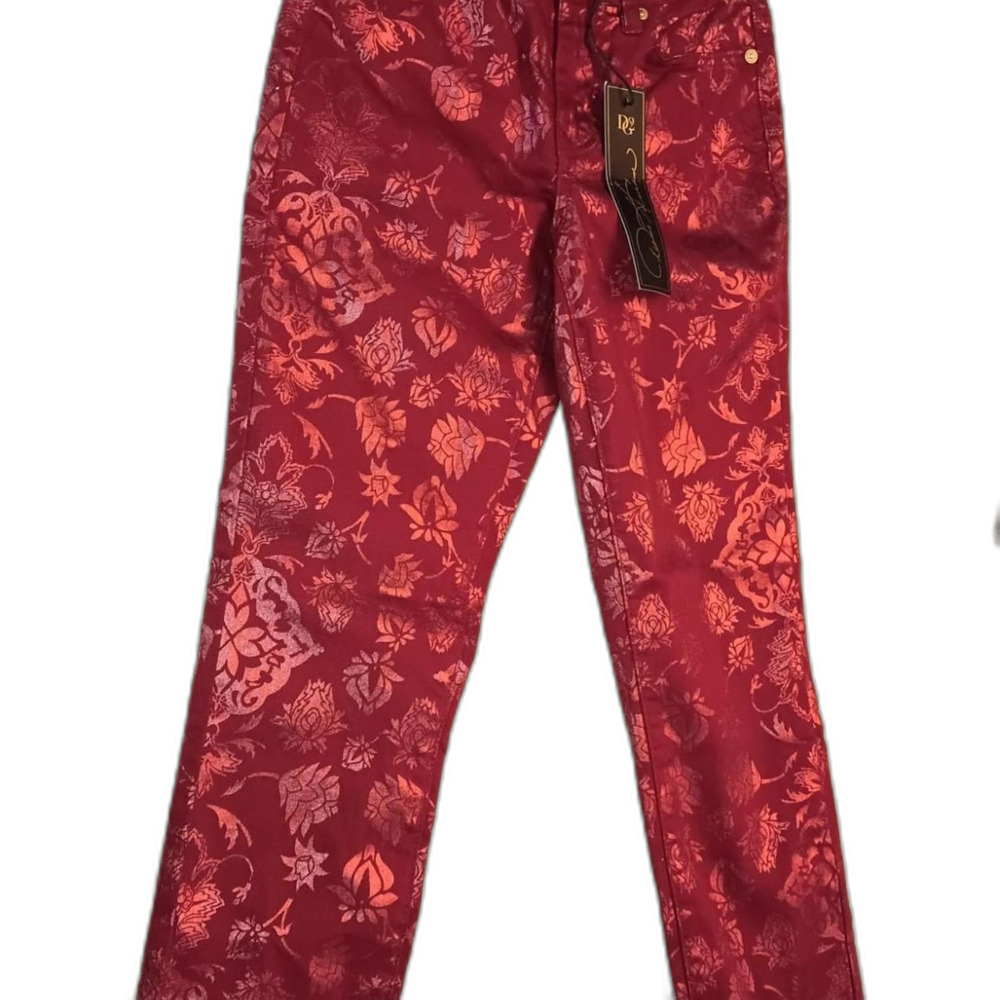 Metallic Floral Patterned Jeans NWT Size 2P